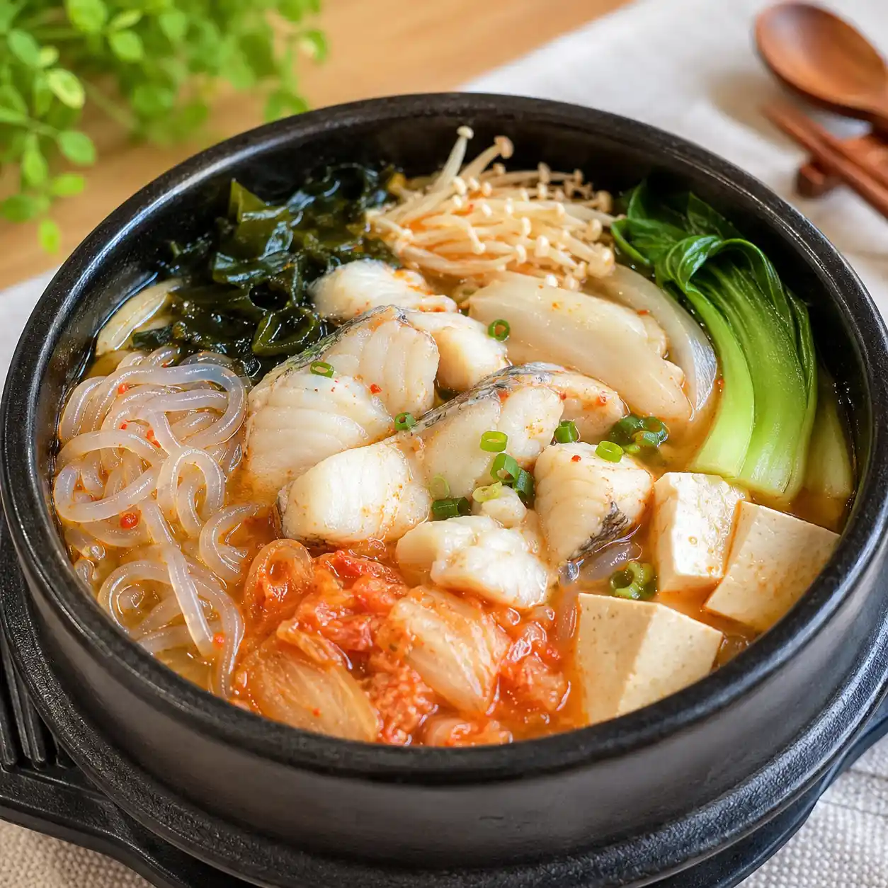 韓式泡菜海帶芽魚片蒟蒻麵