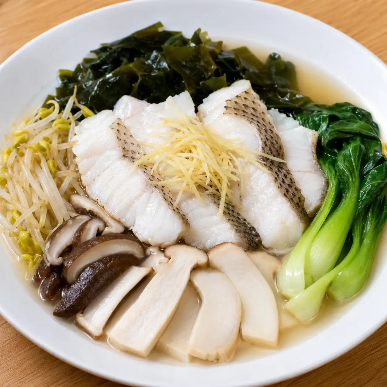 海藻菇菇清蒸鯛魚片