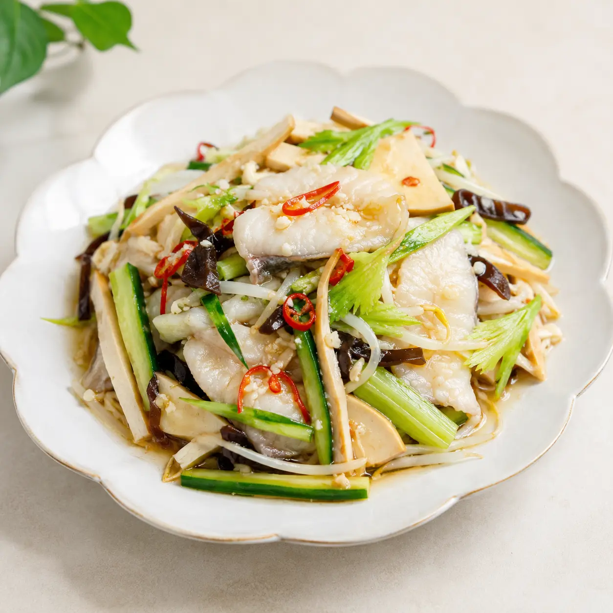 椒麻醋拌蒸嫩魚片