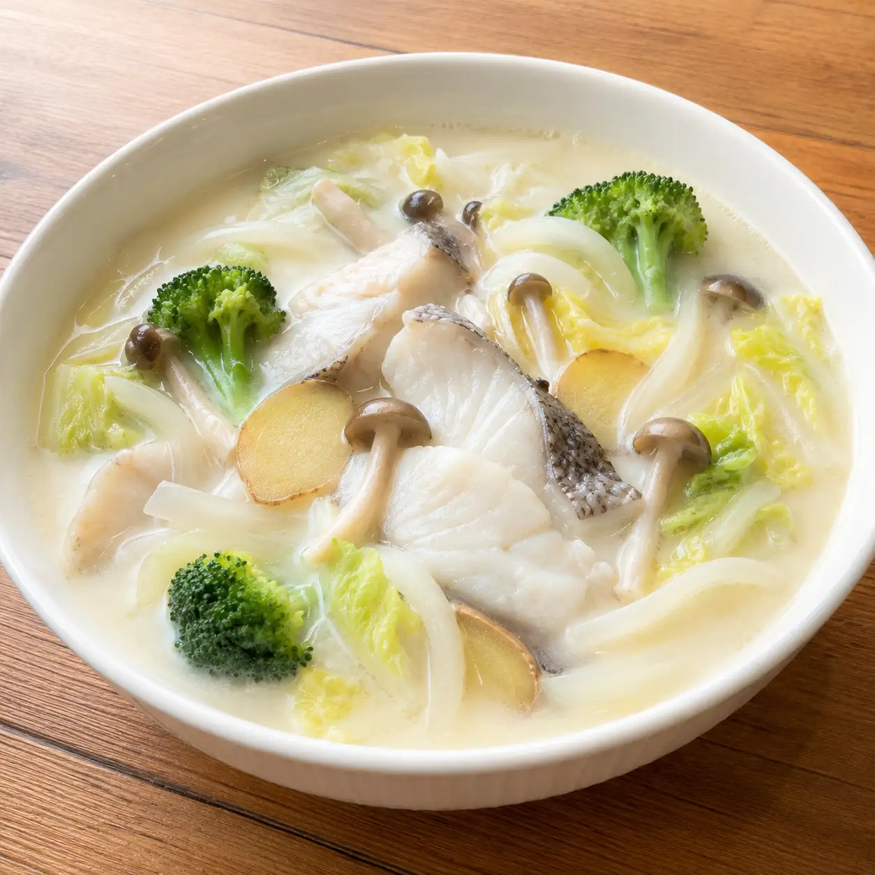 無糖豆漿白菜白肉魚湯
