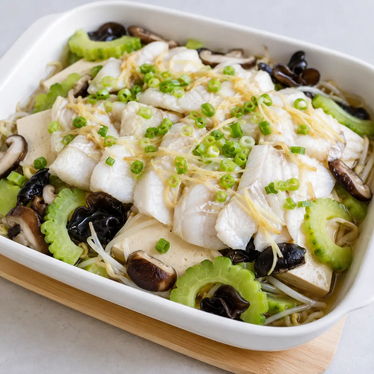 苦瓜豆腐蒸白肉魚