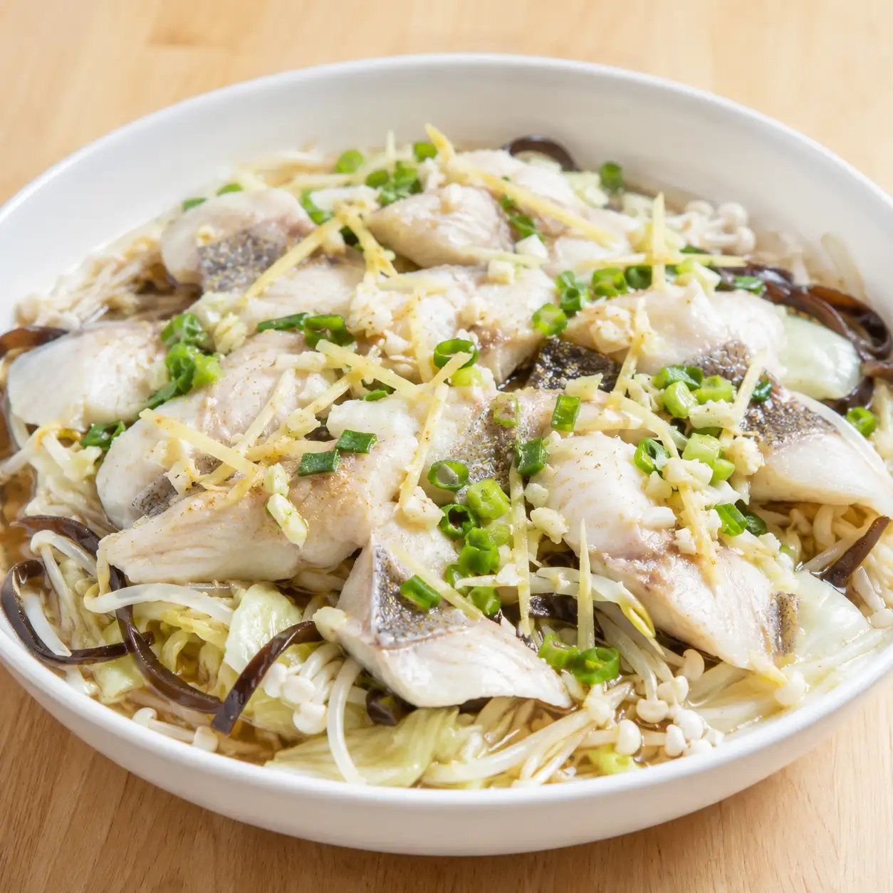 薑蔥豆芽蒸魚片粉絲替代版