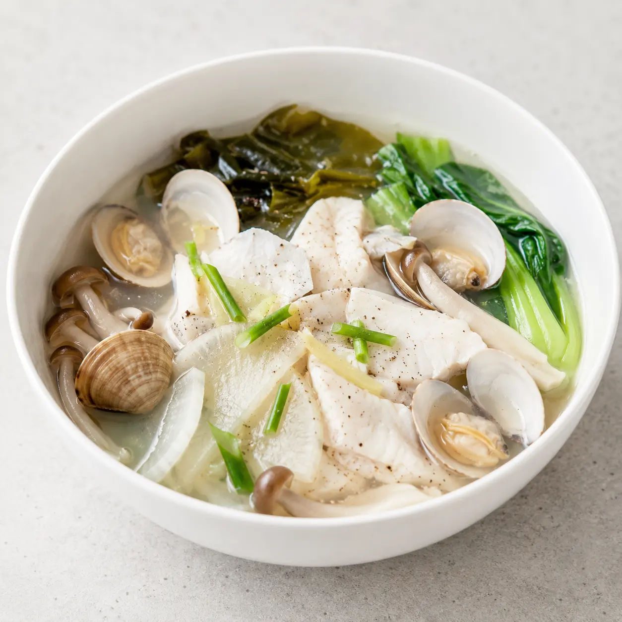 蛤蜊胡椒湯蒸魚片