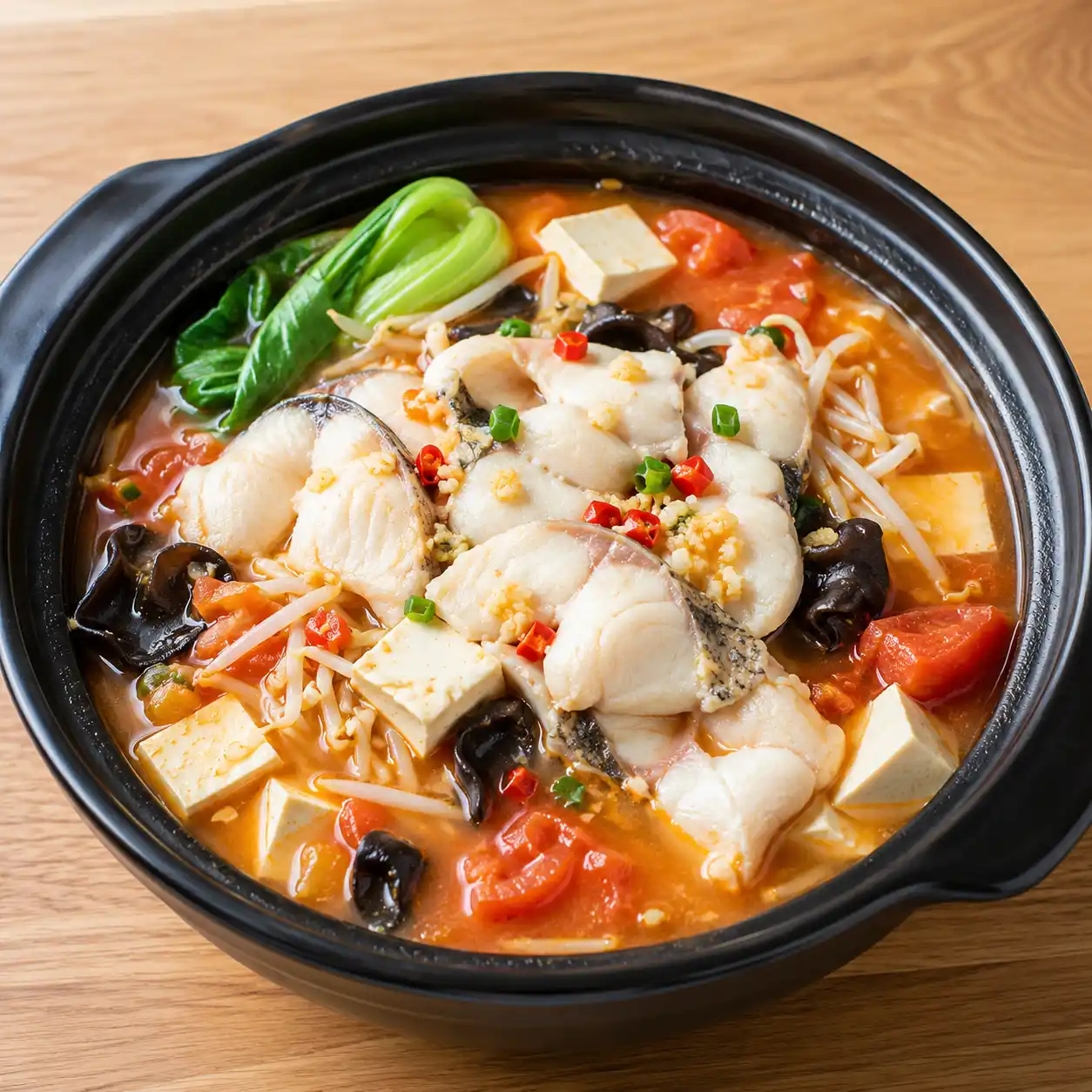 番茄酸辣魚片豆腐煲