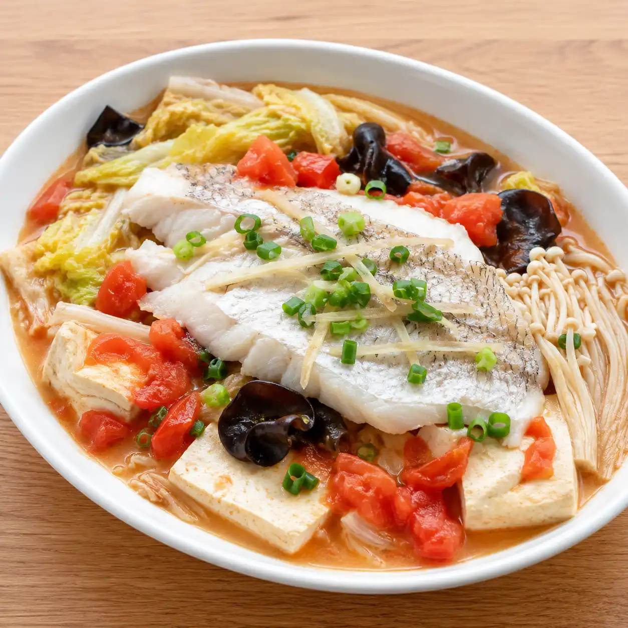 番茄豆腐滑蒸鯛魚