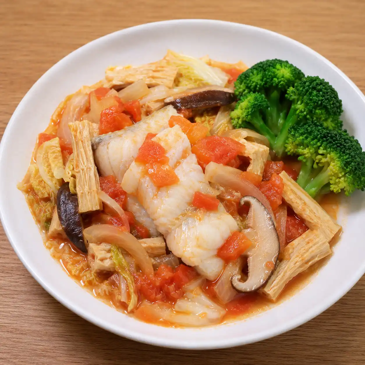 番茄香菇魚片燜豆包