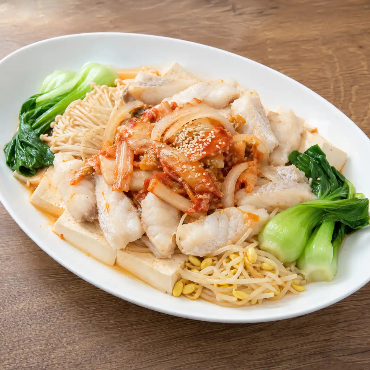 韓式泡菜溫拌魚肉盤