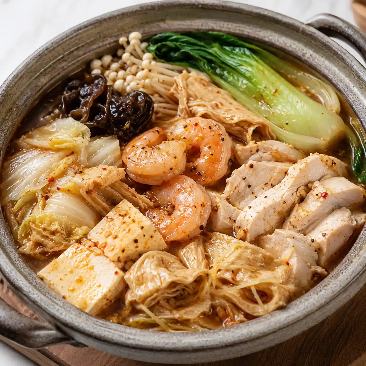 麻辣豆腐豆皮雞蝦雙蛋白鍋
