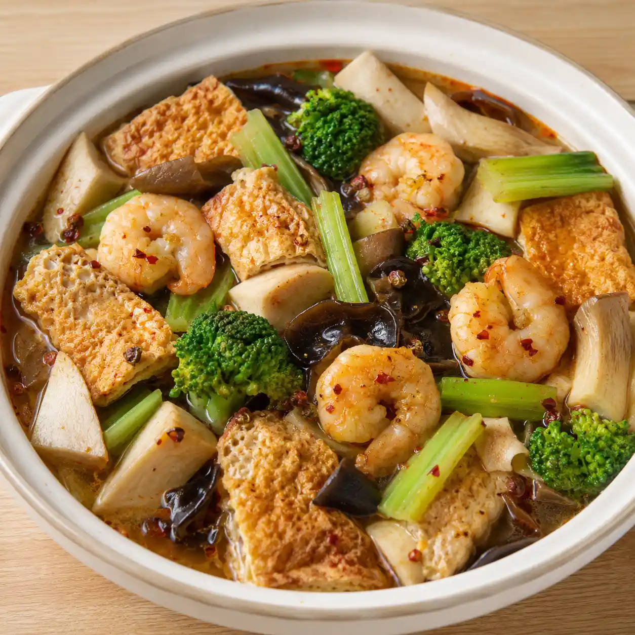麻辣昆布豆包蝦仁菇菜鍋