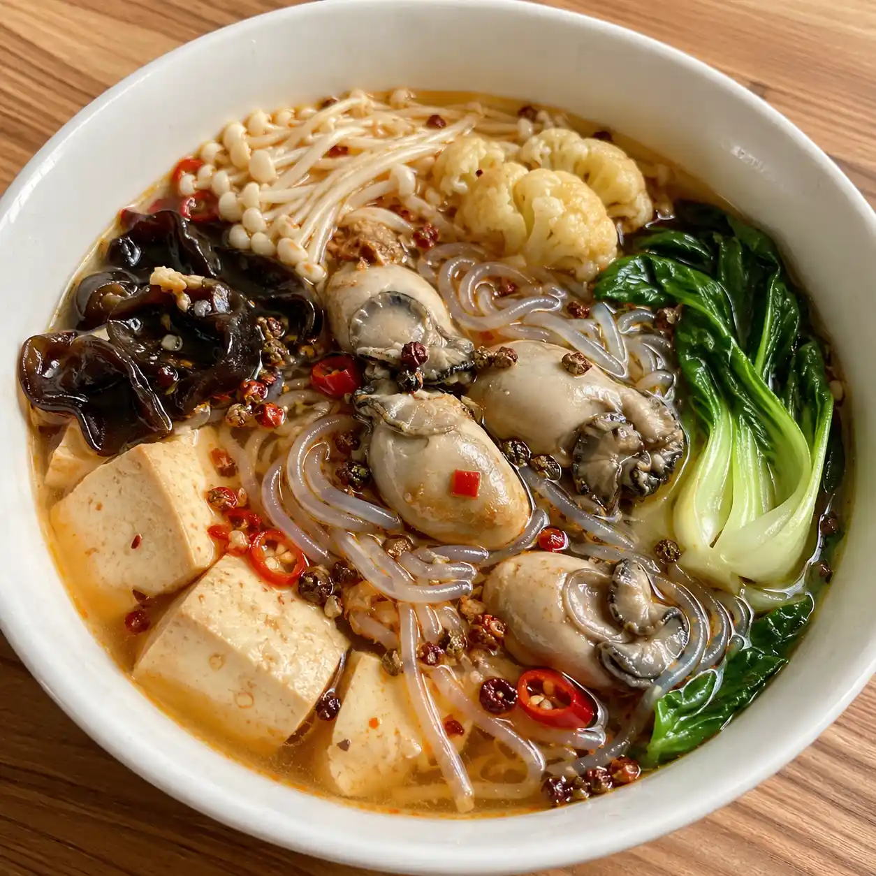 麻辣鮮蚵豆腐蒟蒻湯麵