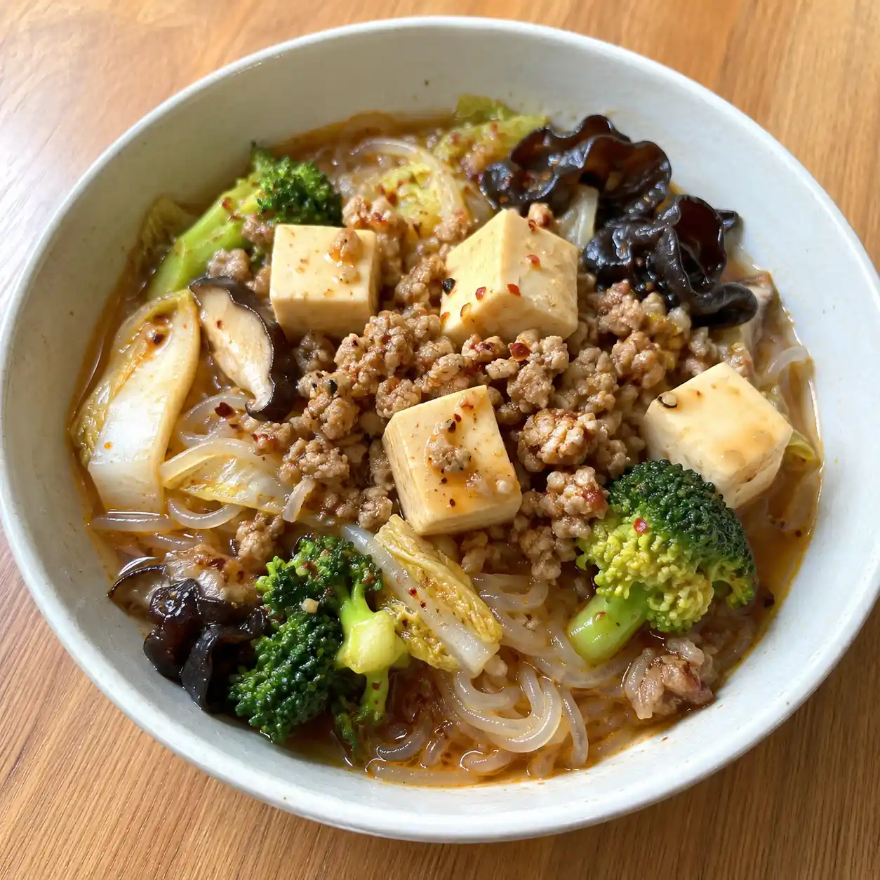 麻辣滷香豆腐肉末蒟蒻拌麵