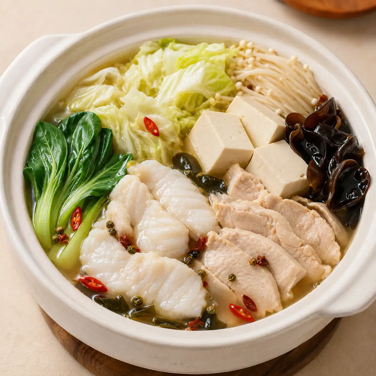 麻辣魚片豆腐雞胸雙蛋白鍋