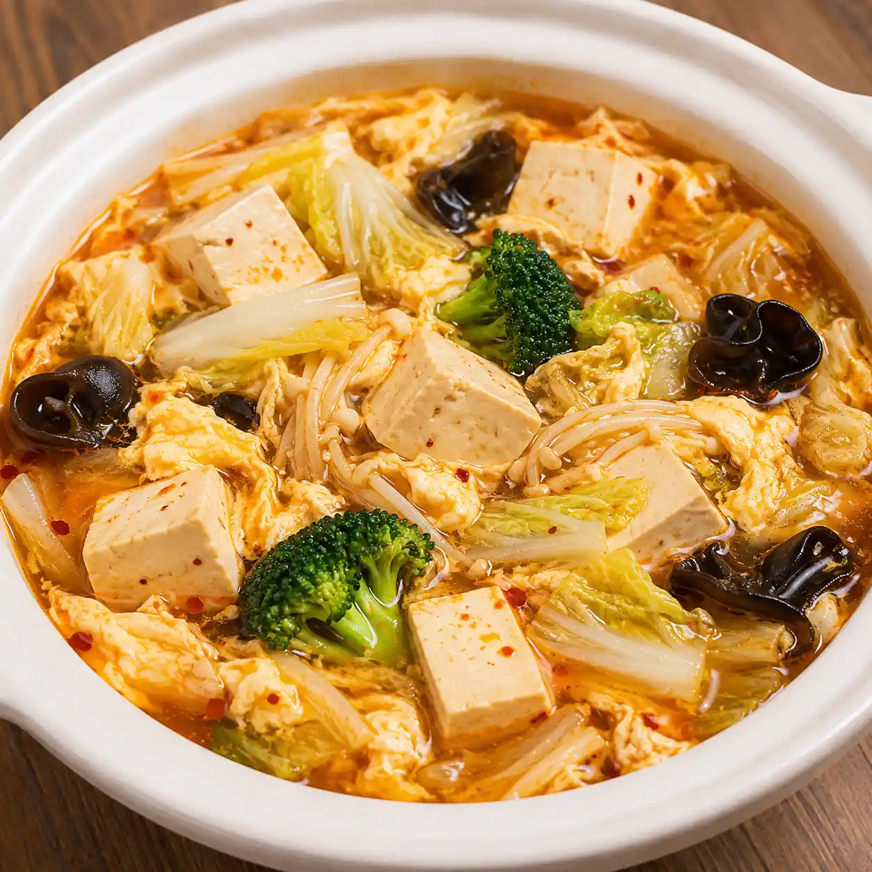 低油麻辣豆腐蛋花白菜鍋