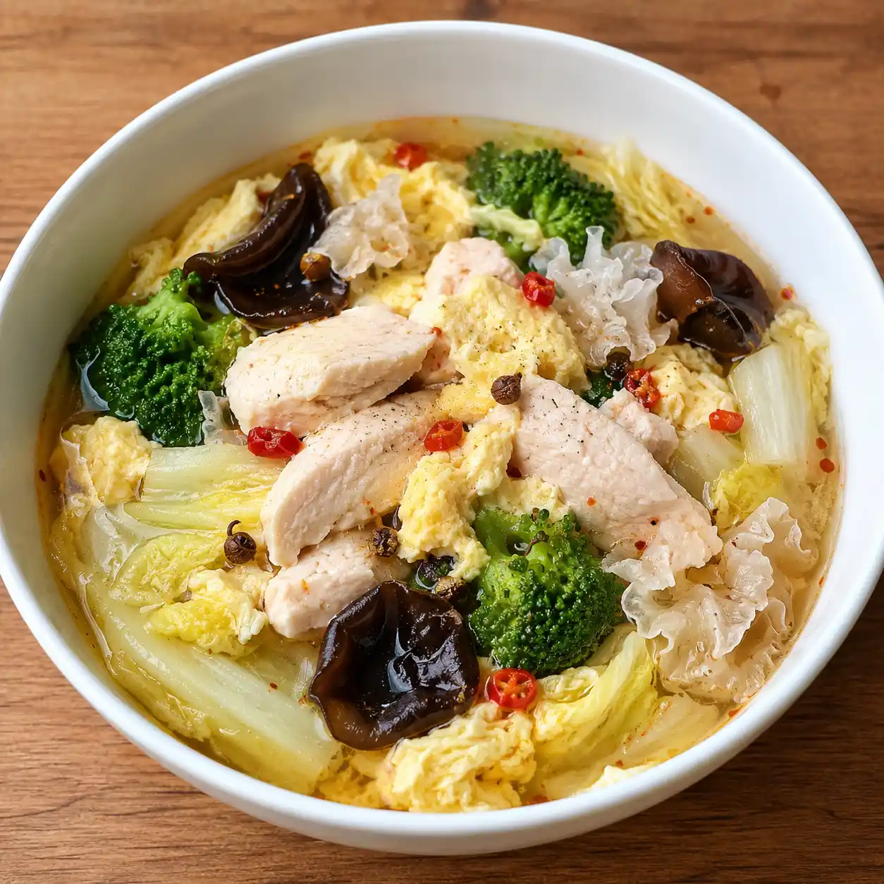 黑白木耳麻辣滑蛋雞胸湯
