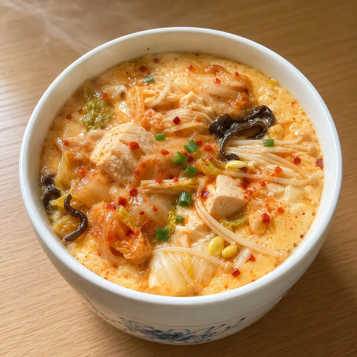 泡菜麻辣豆腐蒸蛋盅