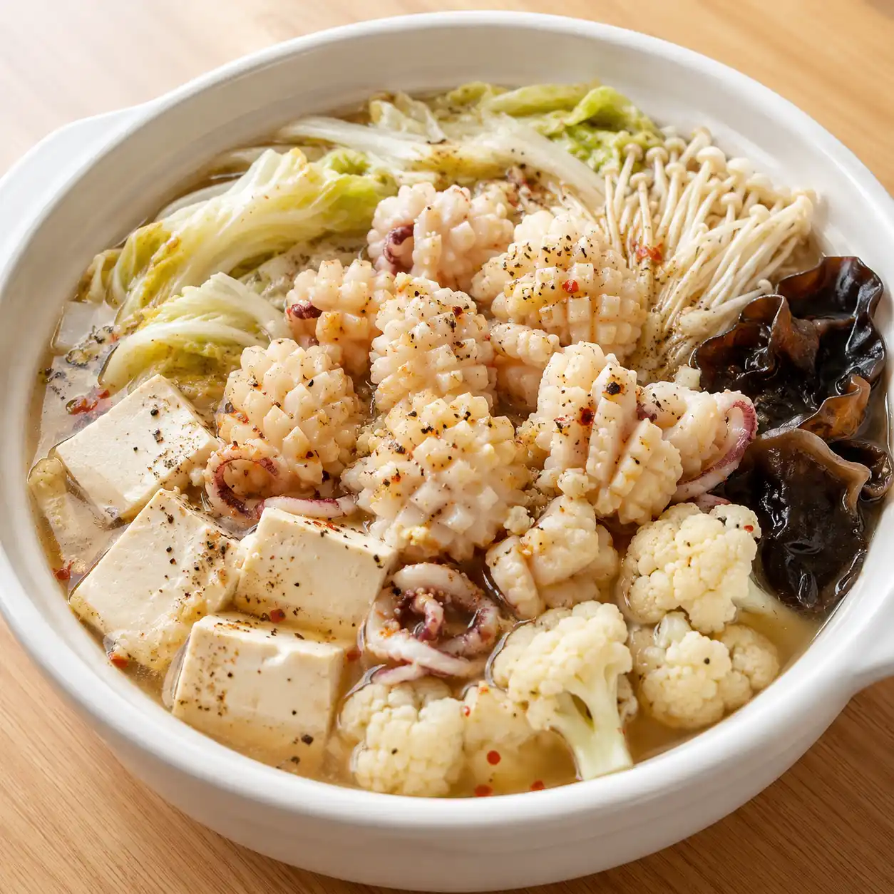 蒜胡椒麻辣花枝豆腐鍋