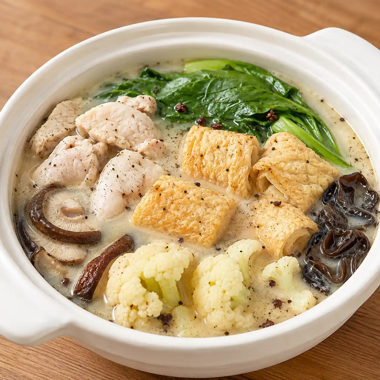 黑胡椒麻辣豆包雞肉白湯鍋