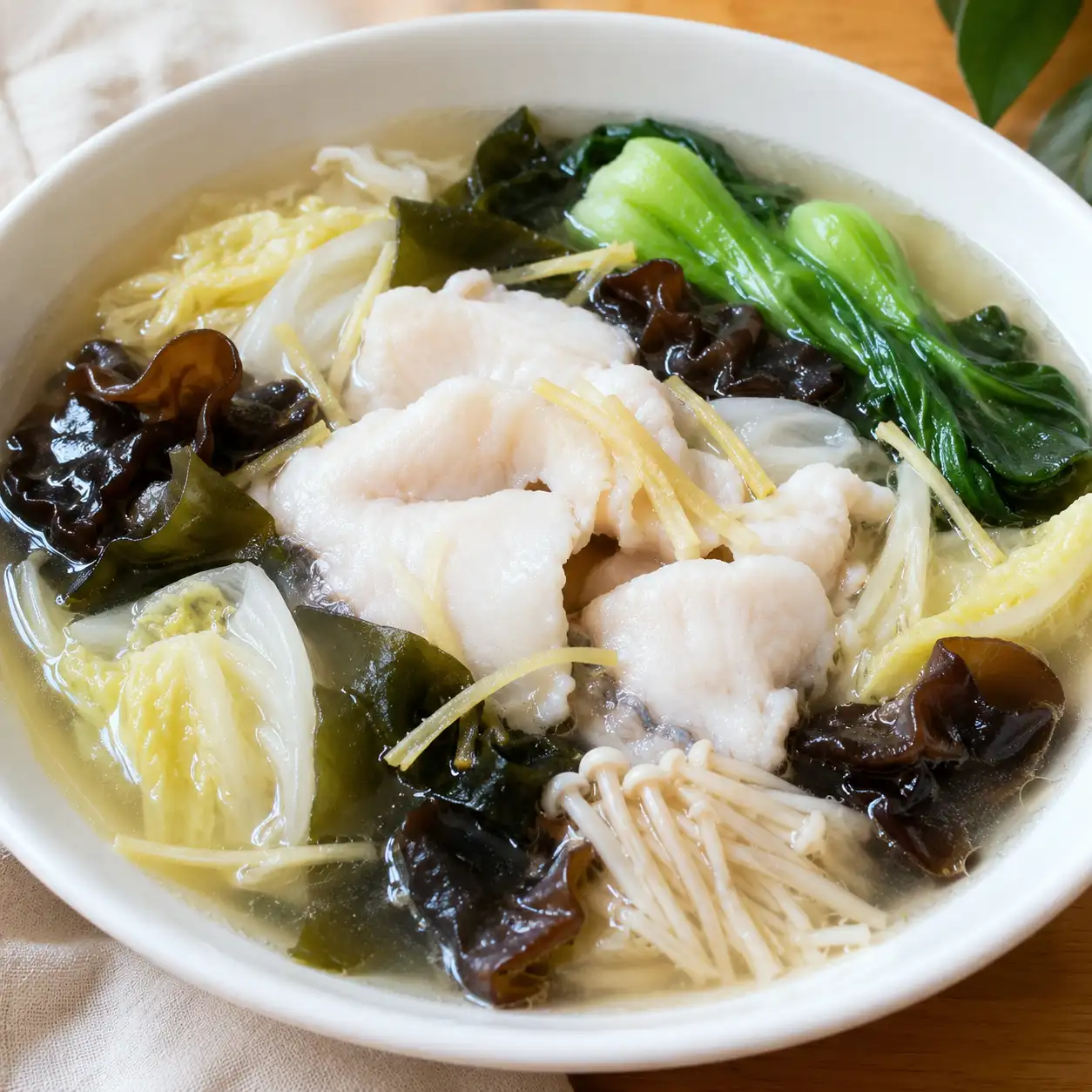 薑絲魚片木耳白菜清煮