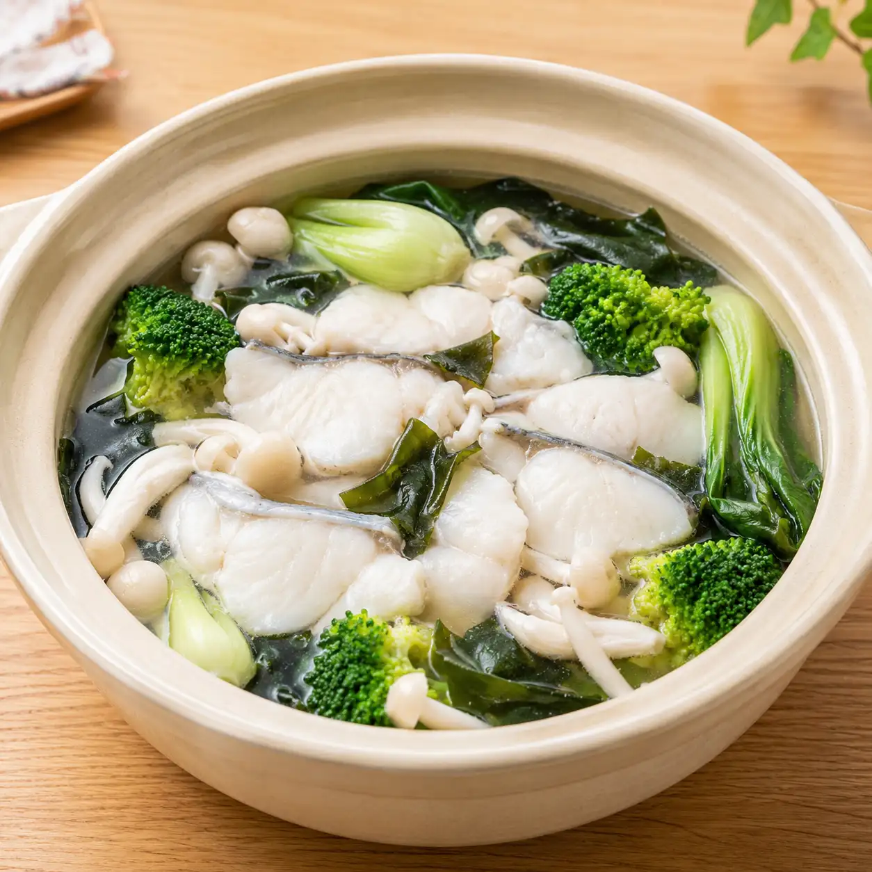 昆布魚片雪白菇海藻鍋