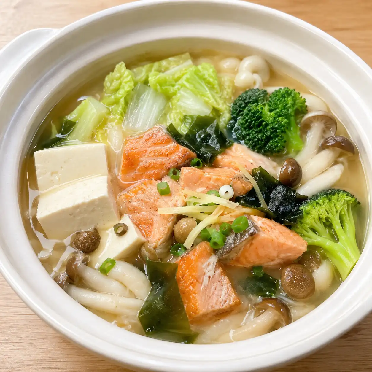 味噌鮭魚雪白菇豆腐鍋