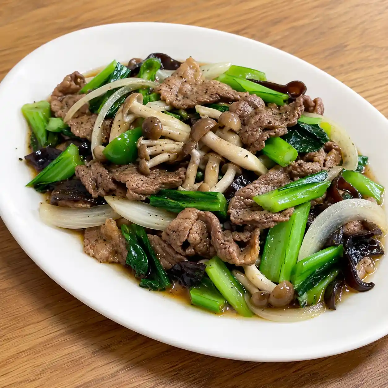 黑胡椒牛肉鴻喜菇滑炒盤