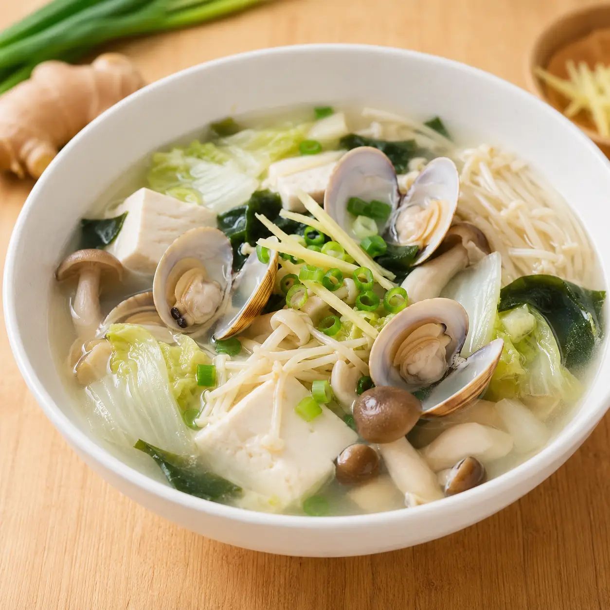 蔥薑蛤蜊豆腐菇鮮湯
