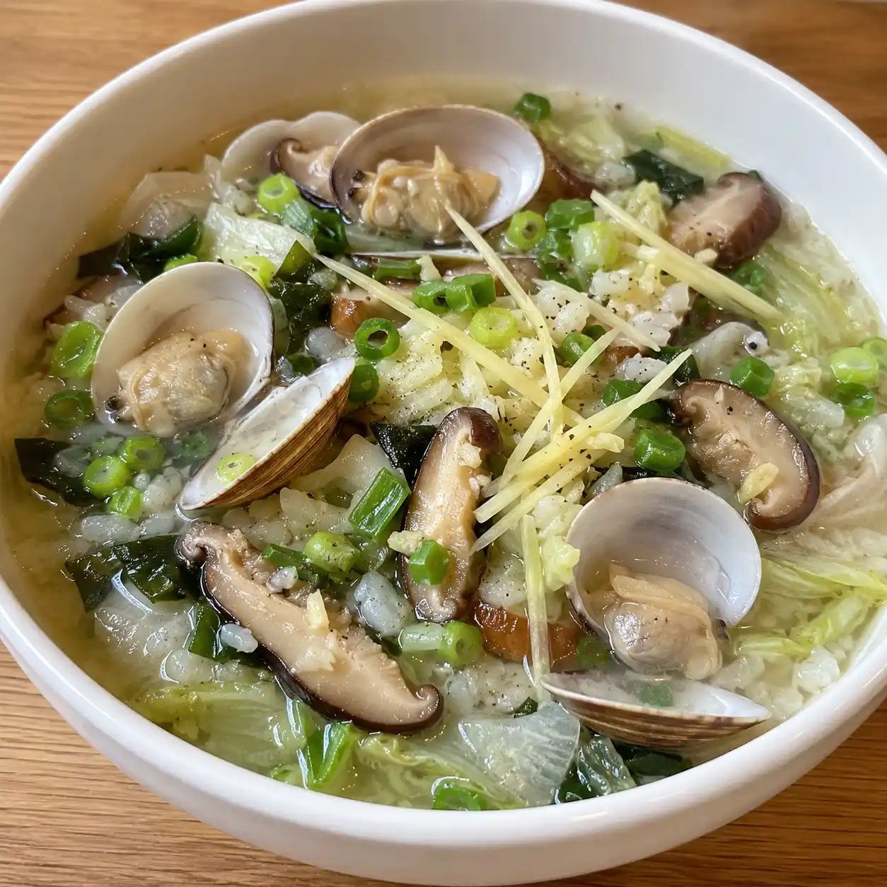 蔥薑蛤蜊香菇花椰米湯飯