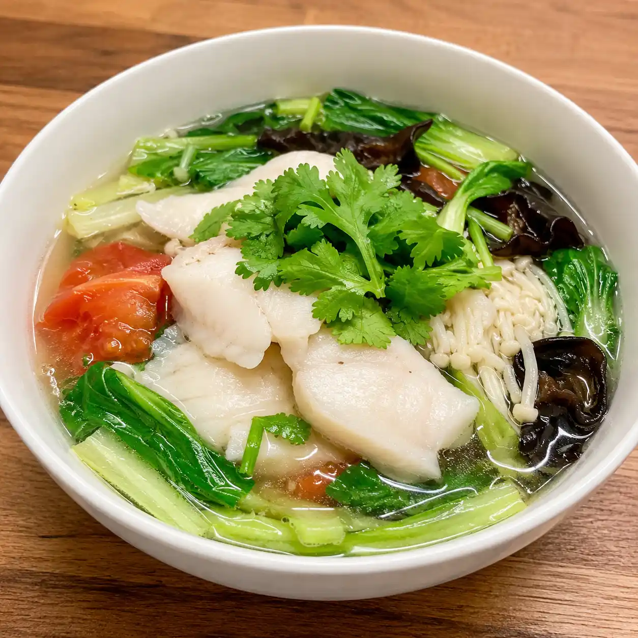 香菜檸檬魚片小白菜煮