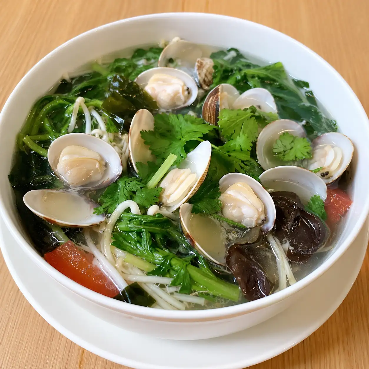 香菜蛤蜊茼蒿鮮湯