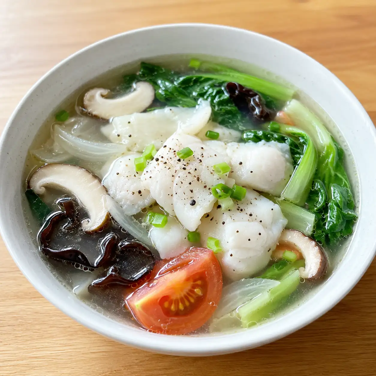 魚片油菜黑胡椒鮮湯