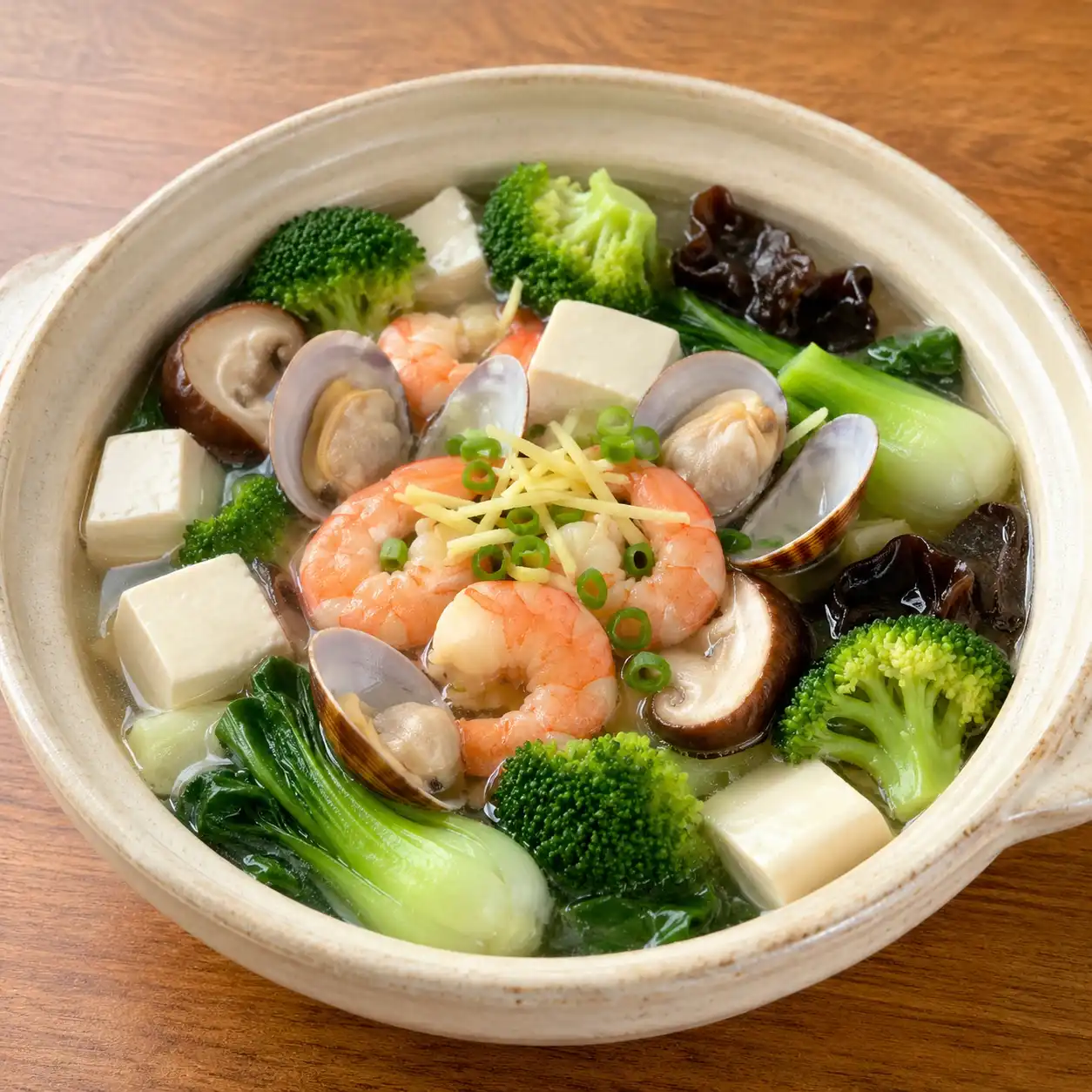 海鮮豆腐青花葉菜湯