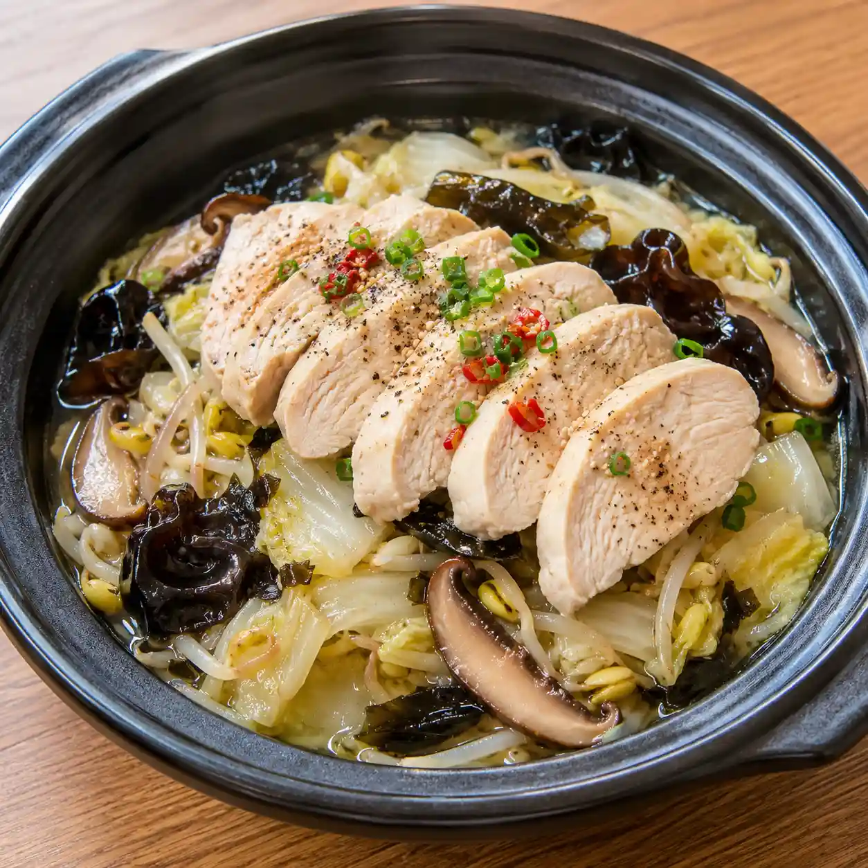 椒麻雞胸白菜黃豆芽疊煮