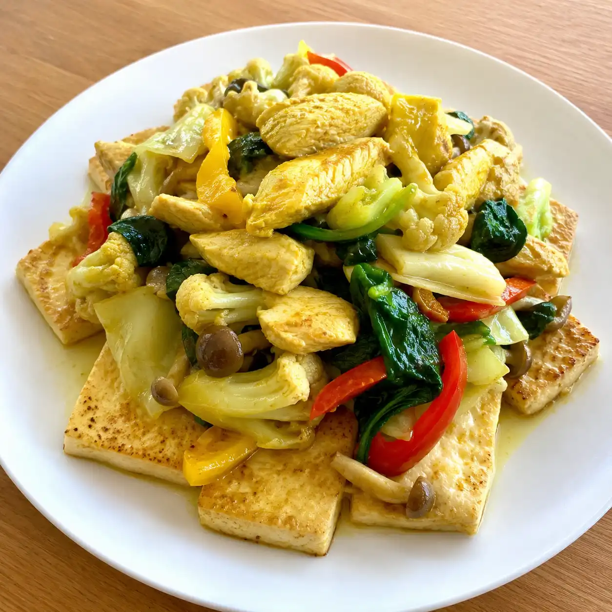 薑黃咖哩雞胸豆腐菜排