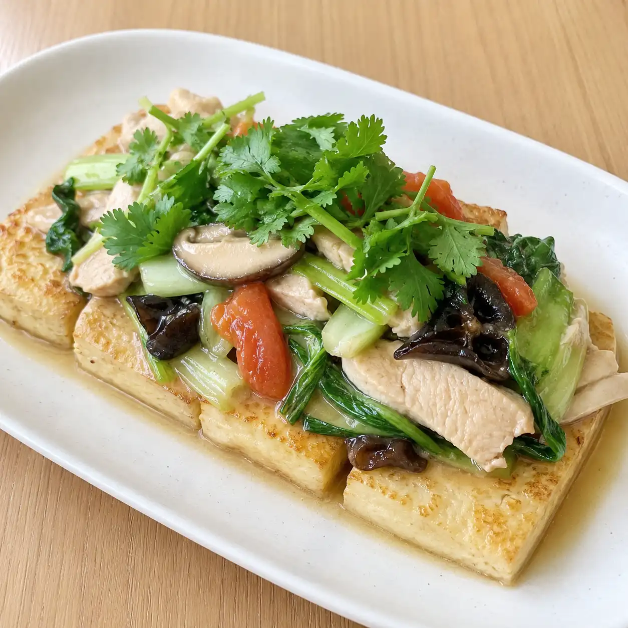 香菜火雞胸小白菜豆腐托