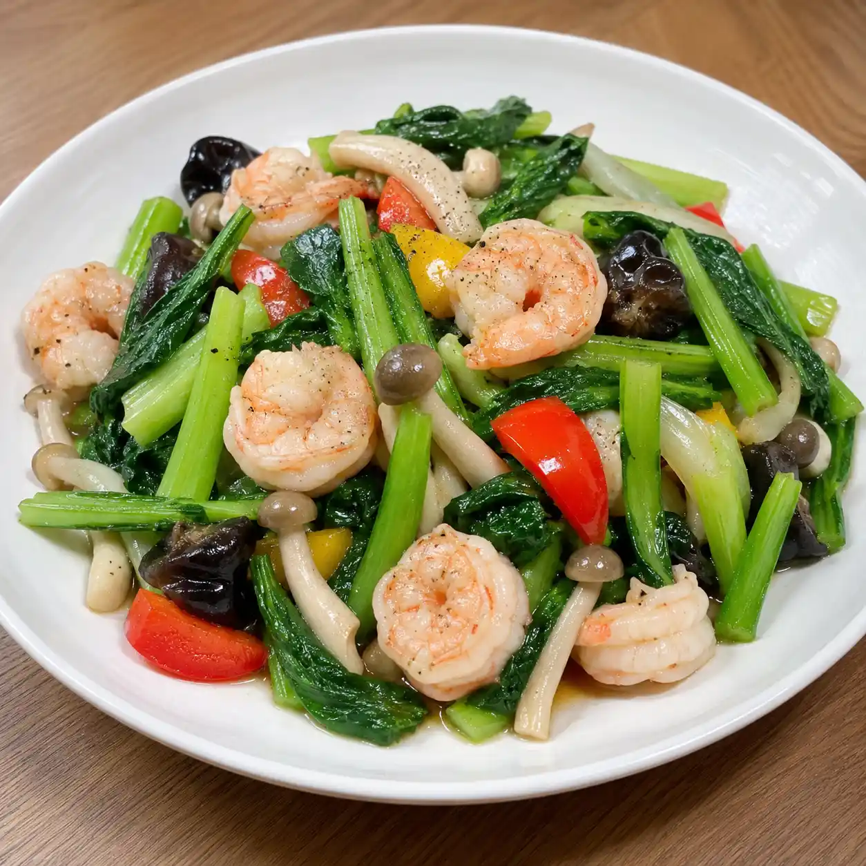 蝦仁菜心胡椒蒜炒