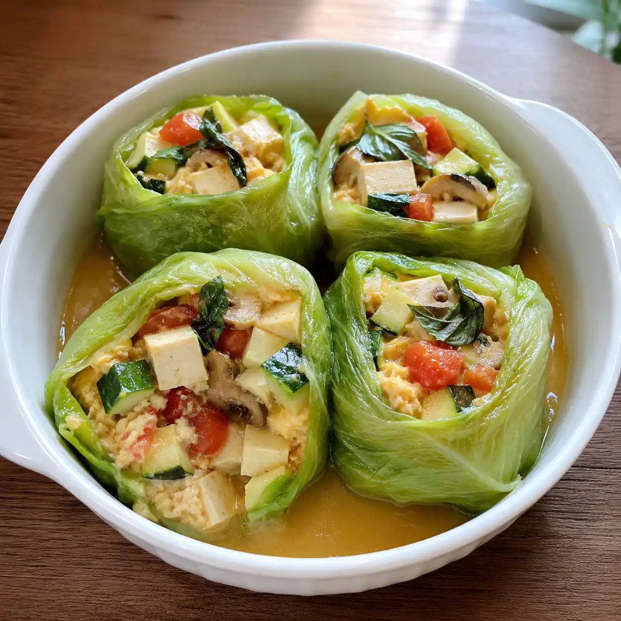 羅勒豆腐櫛瓜生菜蒸盒