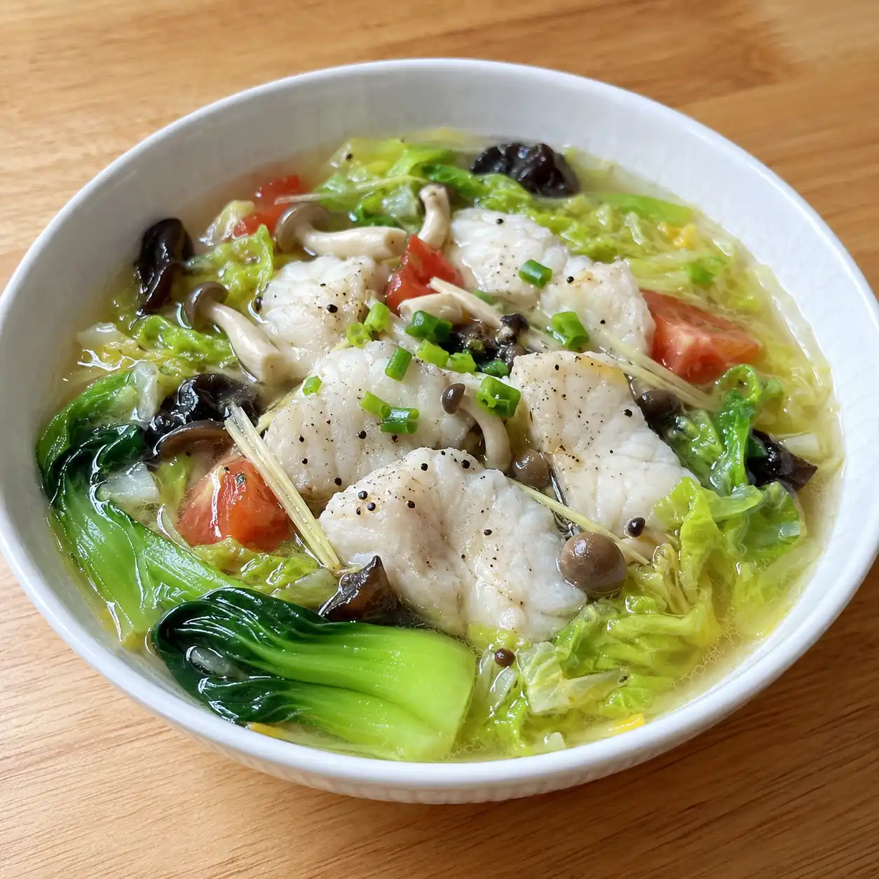 香茅檸檬魚片生菜湯碗