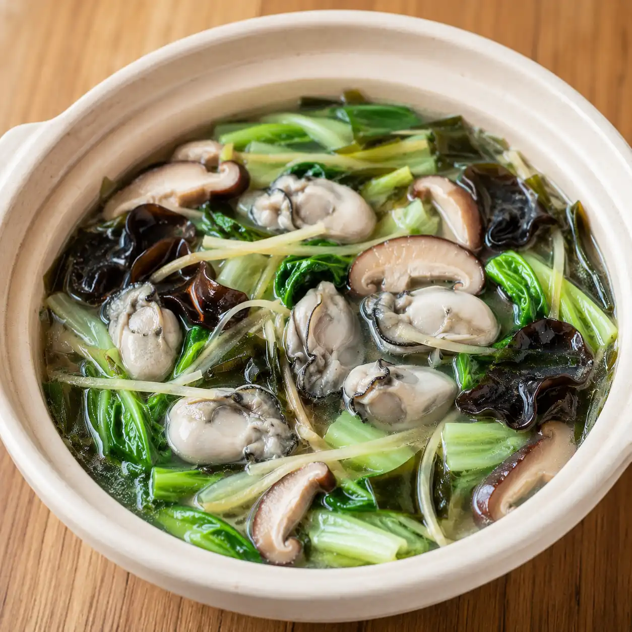 鮮蚵小白菜薑絲燉燙