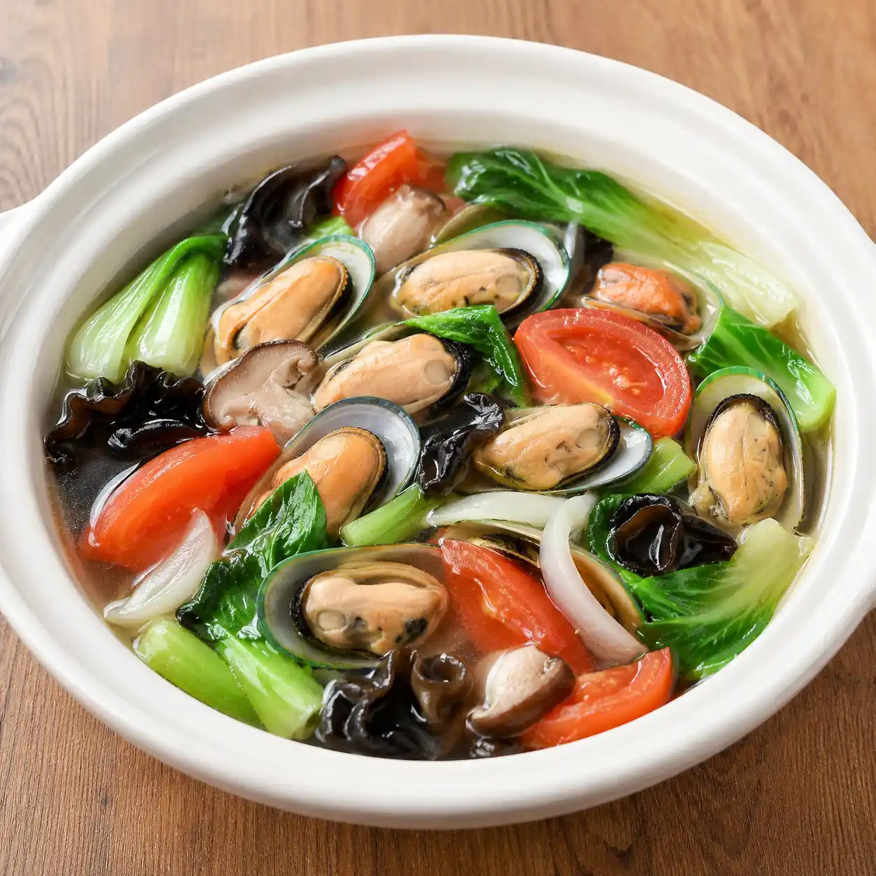 淡菜番茄油菜清燙