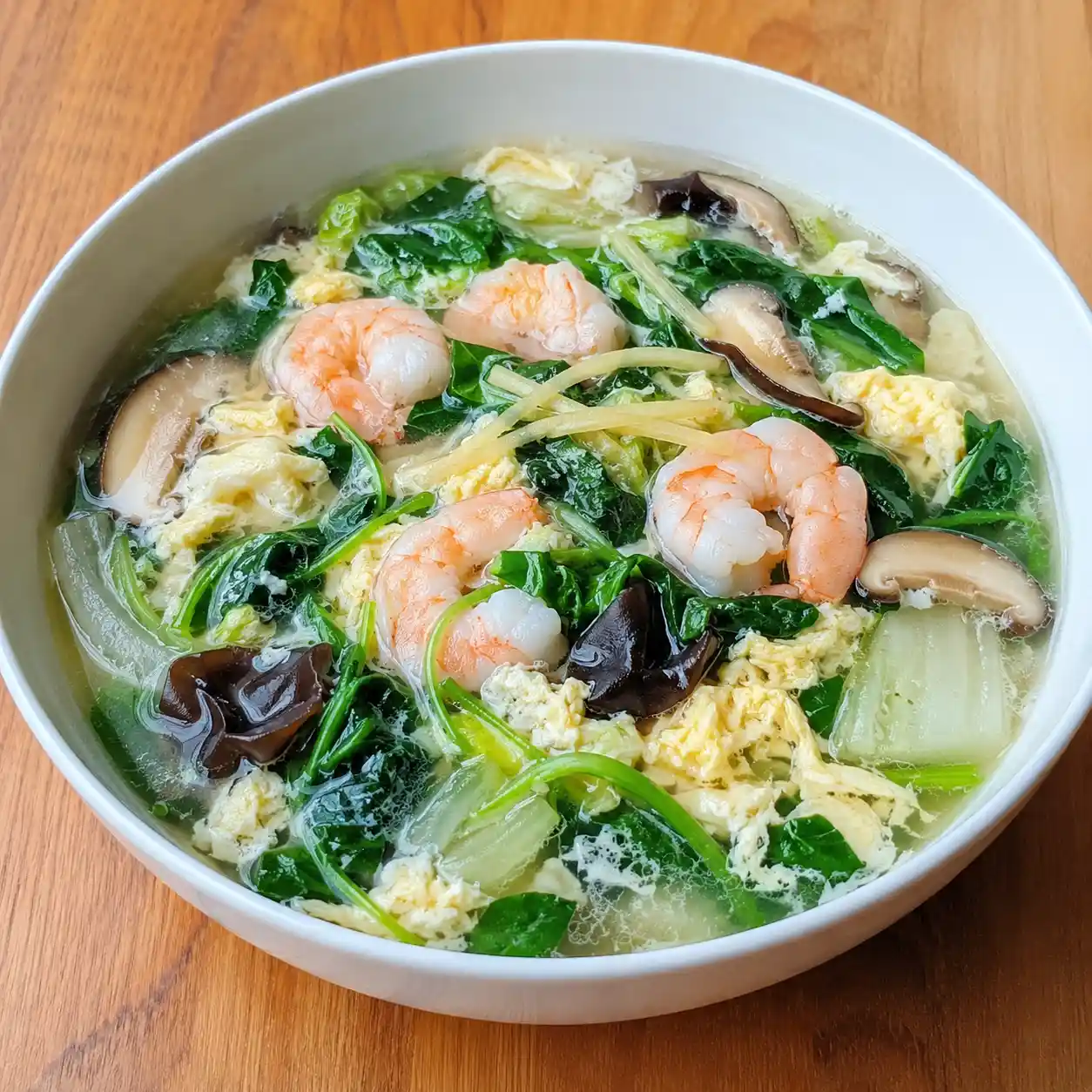 蝦仁莧菜蛋花滑湯