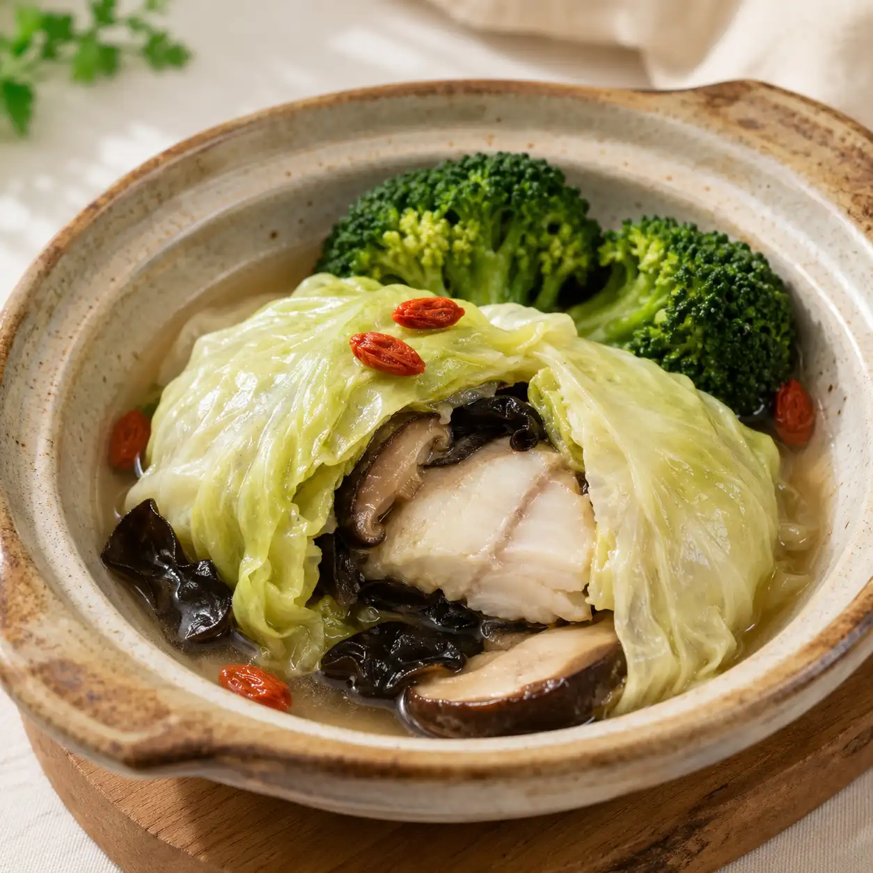藥膳香菇高麗菜魚片包