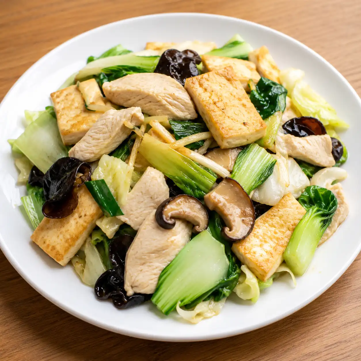 蔥薑雞胸豆腐炒青菜