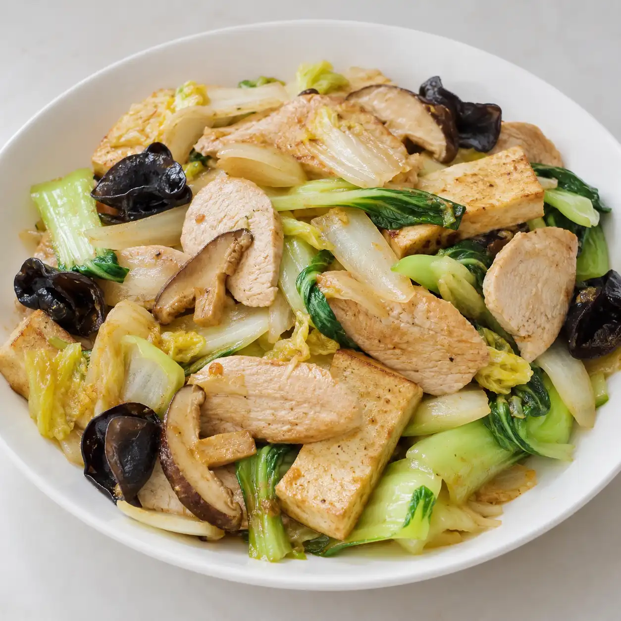 沙茶風雞胸豆腐蔬菜炒低油版