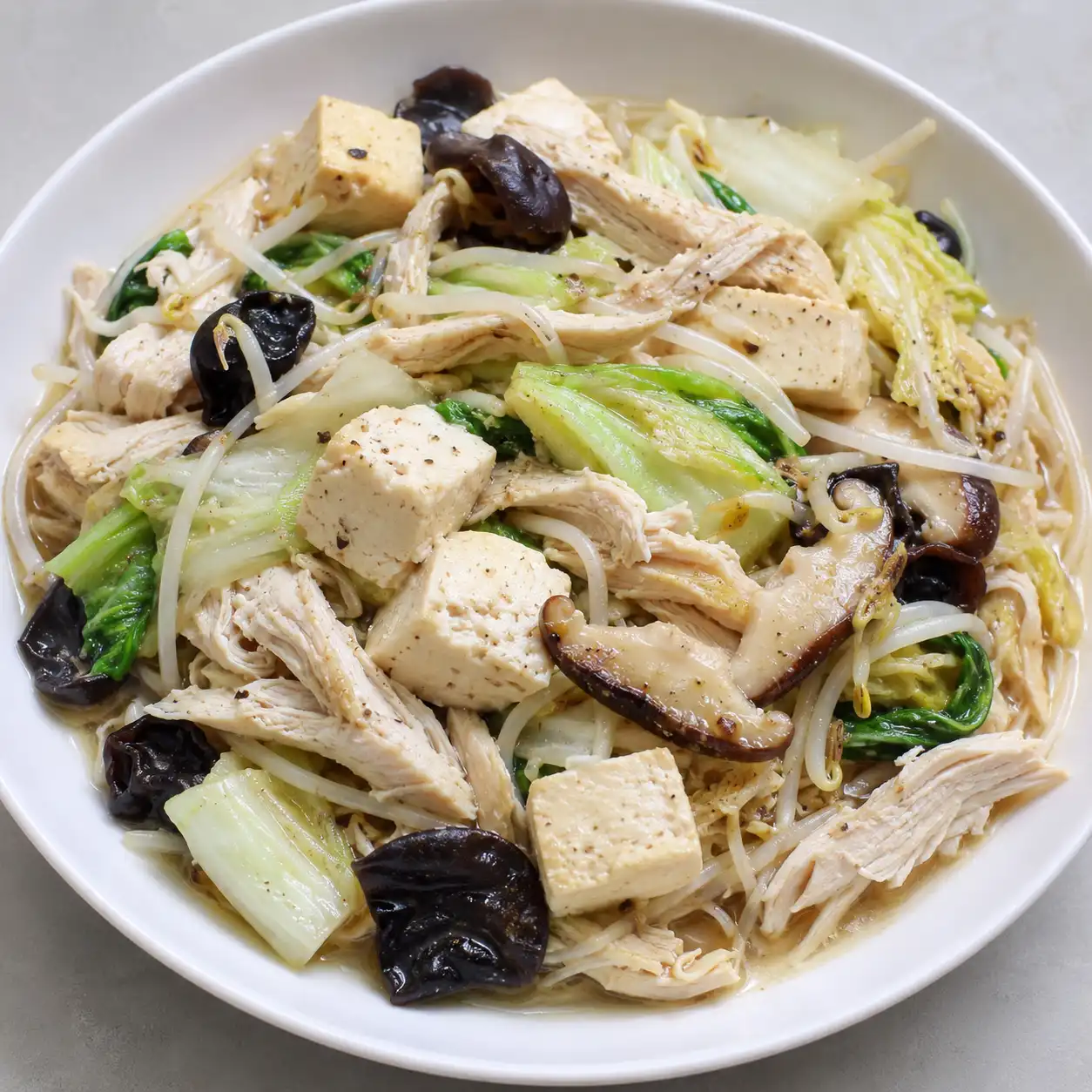 白胡椒雞胸豆腐豆芽鍋炒
