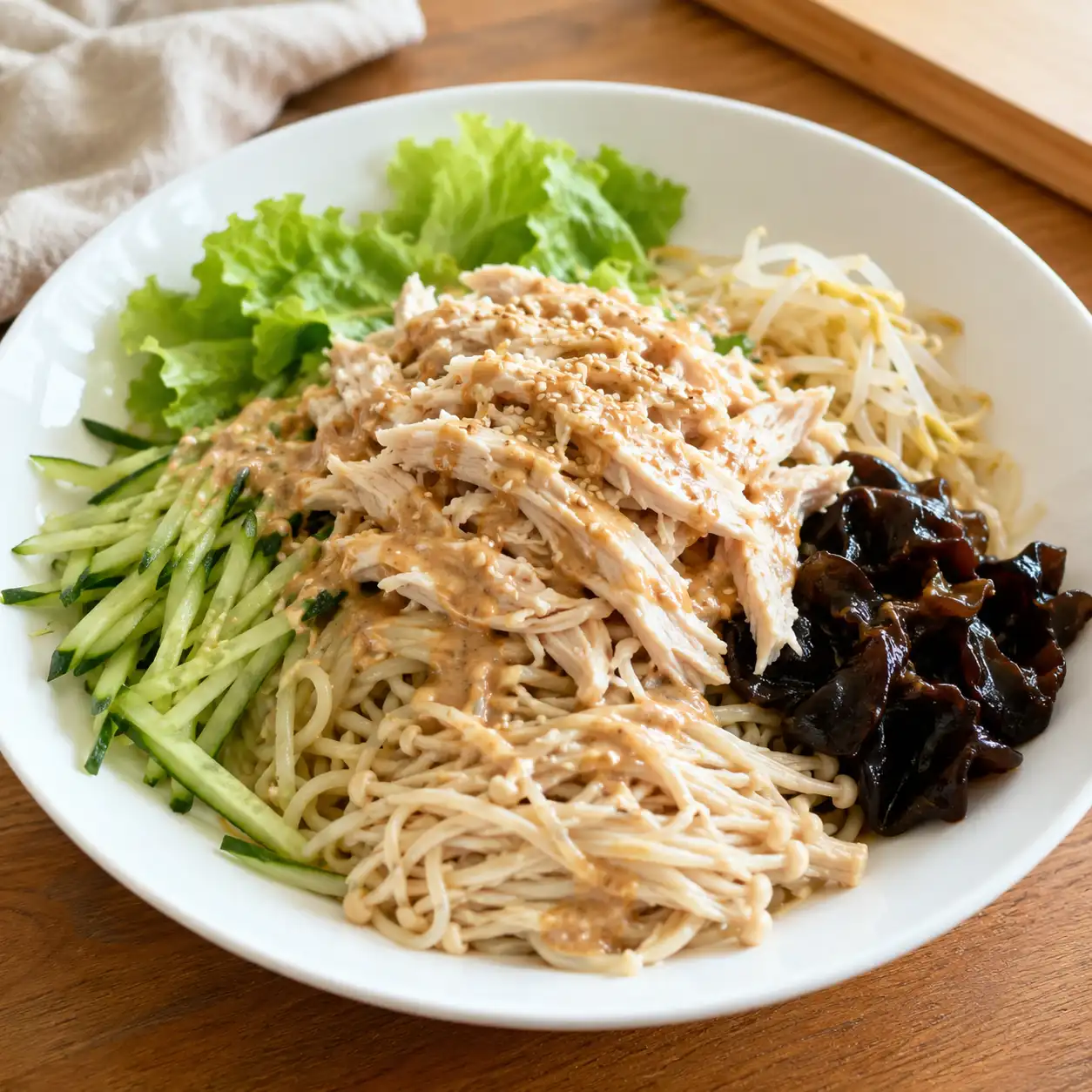 胡麻雞胸金針菇冷麵低油版
