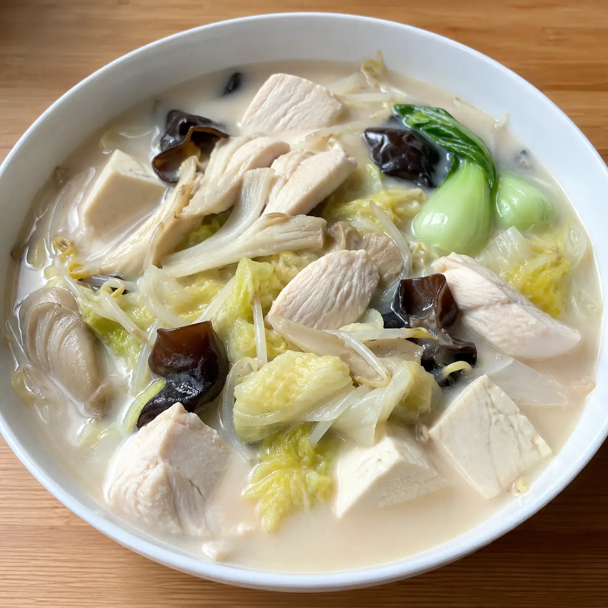 無糖豆漿雞胸菇菜白湯