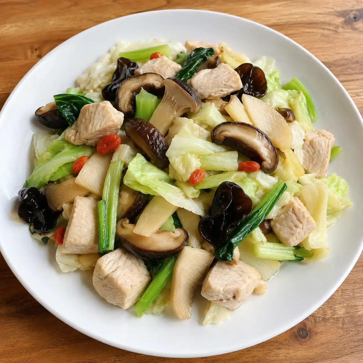 藥膳感雞胸乾香菇高麗菜