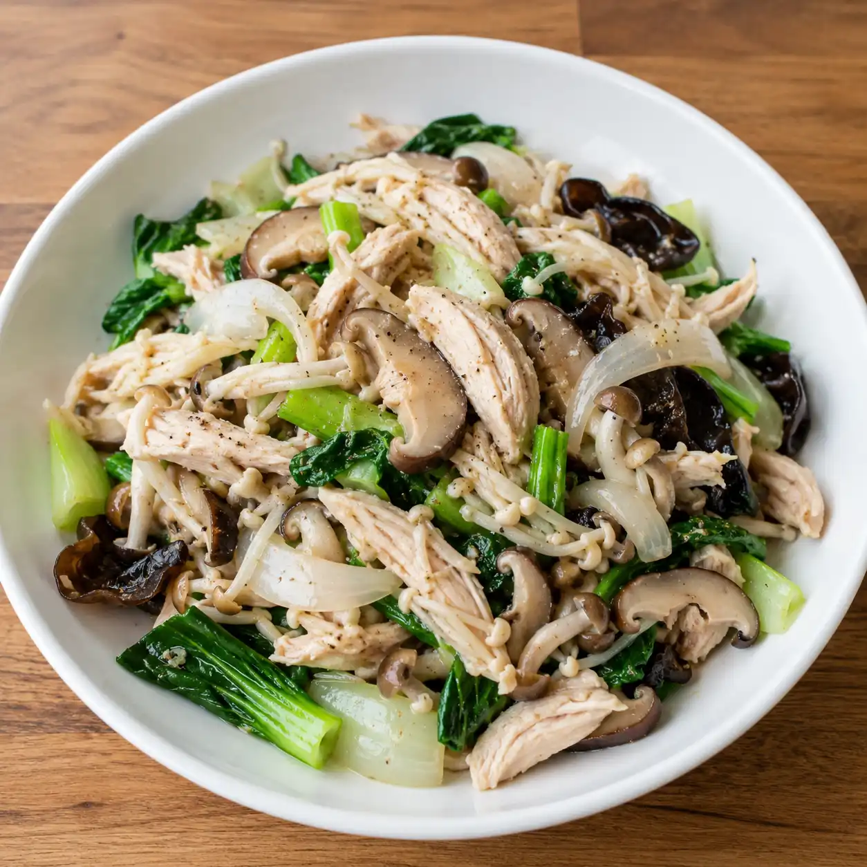椒麻雞胸三菇青菜
