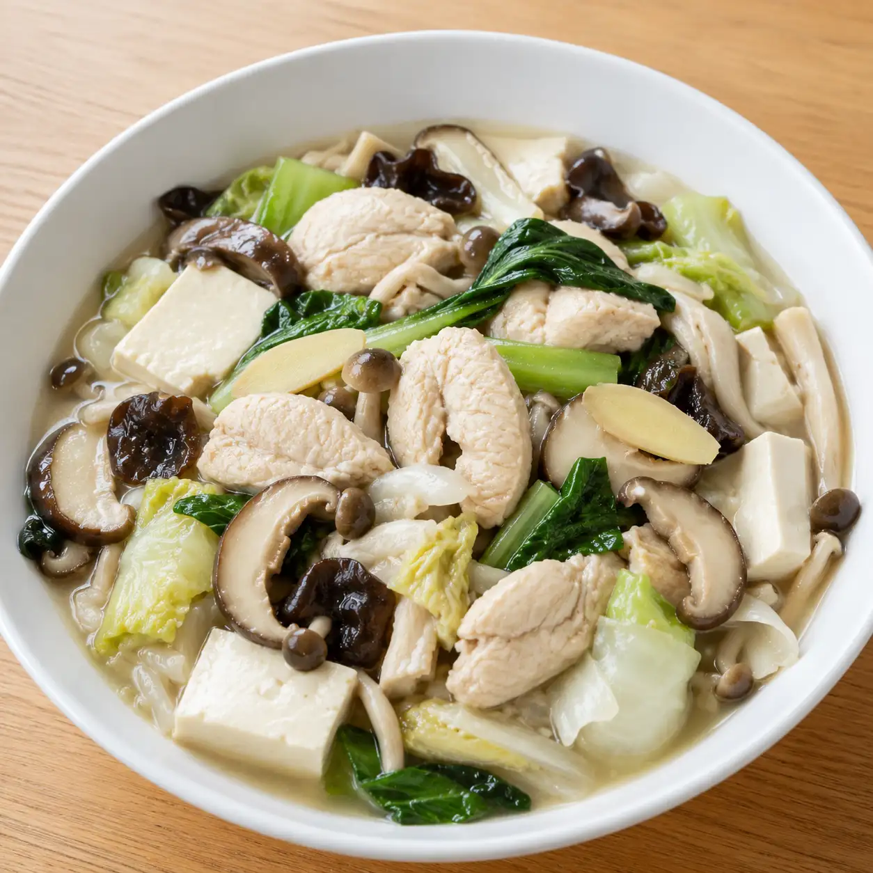 雞胸菇菇豆腐燉煮盤