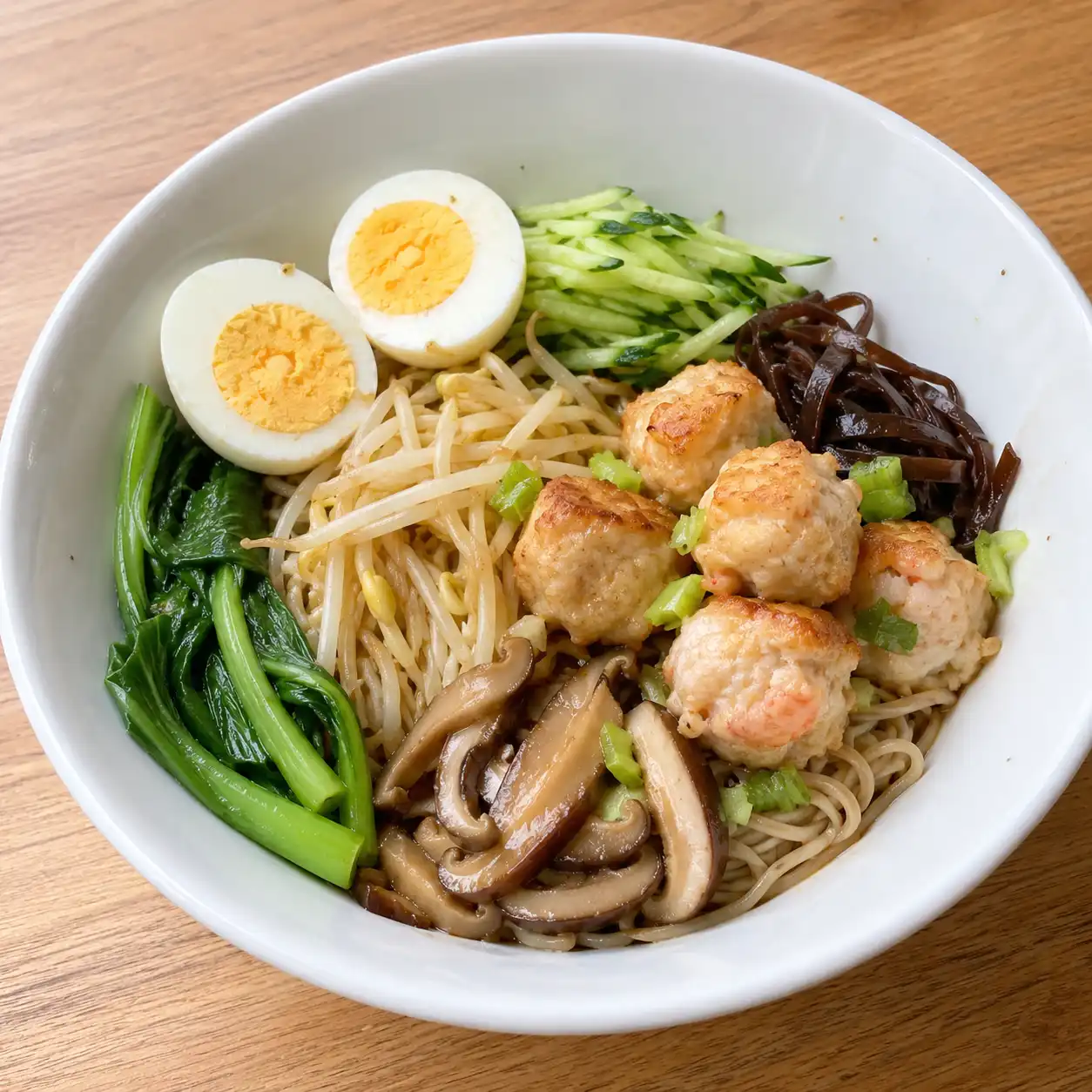台式餛飩乾麵風豆腐蝦仁拌碗